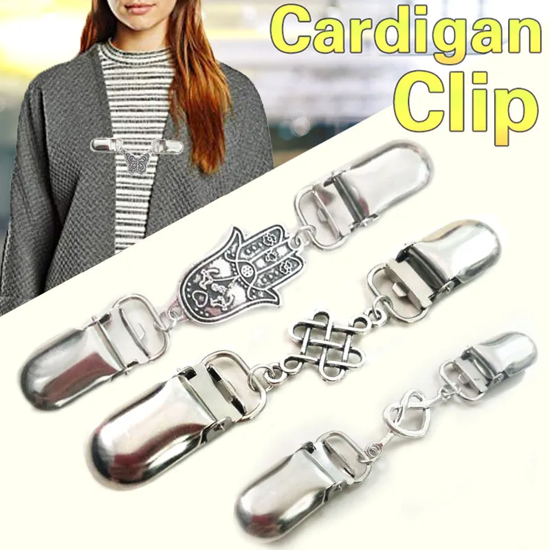 

Vintage Cardigan Duck Clips Shawl Blouse Shirt Sweater Collar Clip Brooch Connection Buckles Clothing Silver Color Clip Fastener