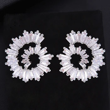 

LARRAURI High Quality Bridal Engagement Earrings Jewelry Luxury Cubic Zirconia Earring Trendy Women Spiral Stud Earrings 2019