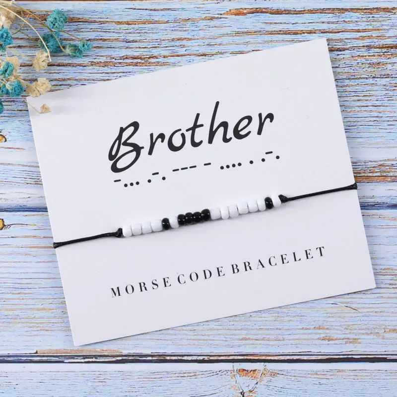Brother-Black Brother подарок для сестры Морзе кодовый браслет для женщин мужчин Brother дружба браслет из бисера персонализированные пара браслет DIY подарок - Окраска металла: Brother-Black