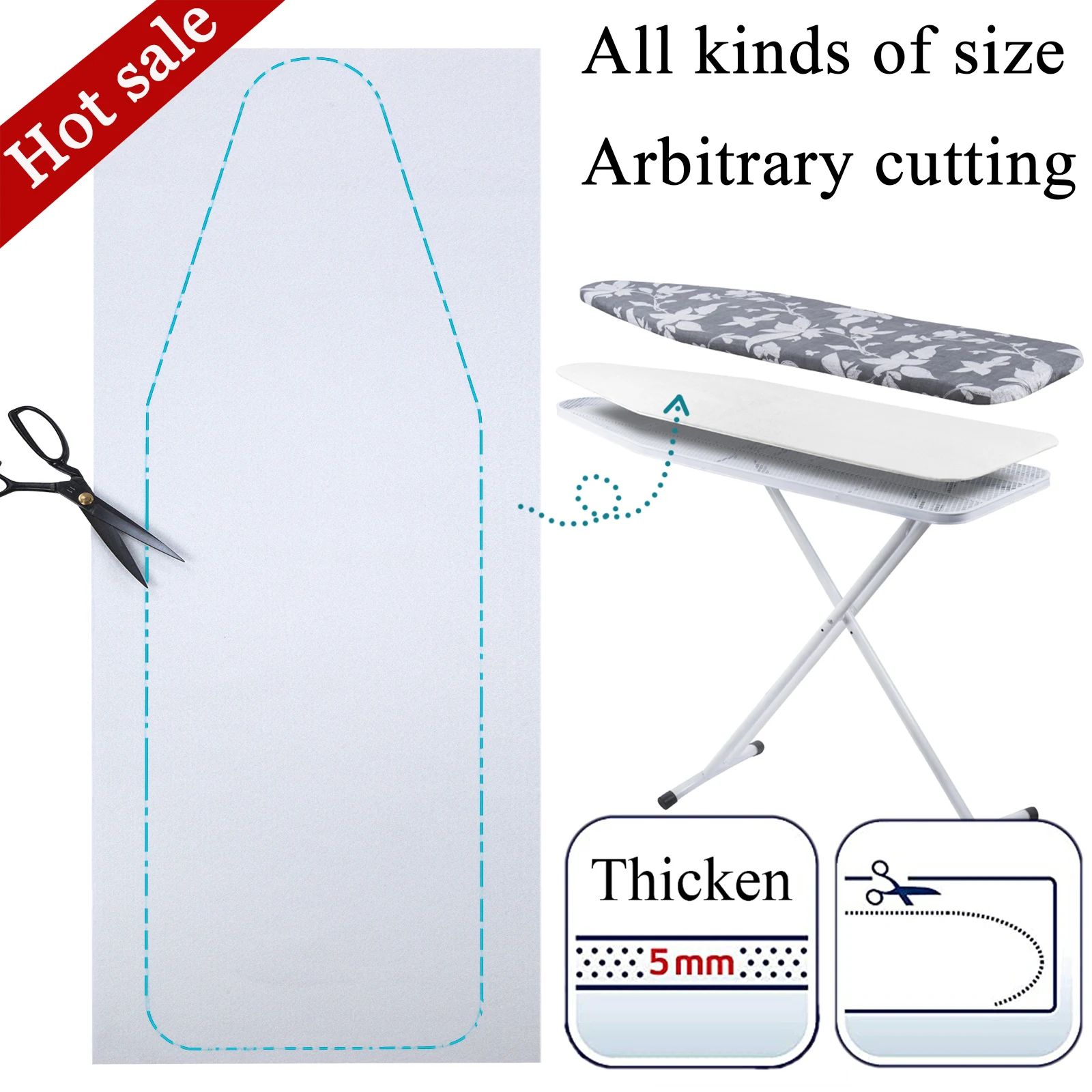 IRONING BOARD FELT PAD Universal Replacement Ironing Board Felt Padding Underlay Breathable Cotton Felt Easy to Cut ironing board mat ironing protection pad ironing board cushion ironing board cover ironing board accessories