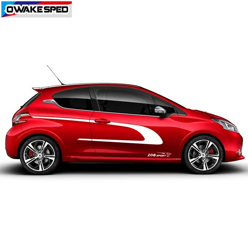 4pcs Door Side Sticker Racing Accessories PEUGEOT 208 GTI 3 Door Body Decor Vinyl Decals Sport Stripes DIY Film - AliExpress