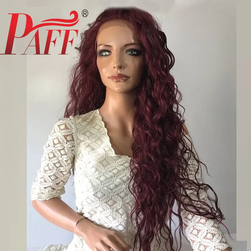

PAFF 13*4 99J Red Loose Wave Lace Frontal Wig Burgundy Lace Front Human Hair Wig Prepluck Natural Hairline Brazilian Remy Wig