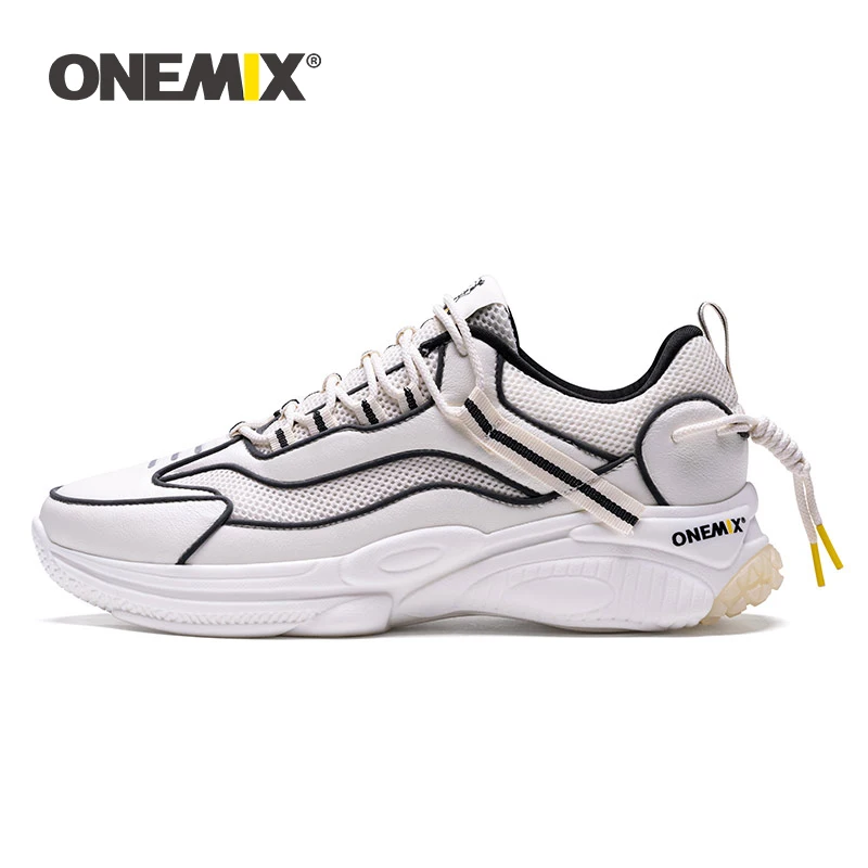 ONEMIX мужские кроссовки для женщин Светоотражающие спортивные уличные повседневные зимние ретро Женская обувь на платформе Прогулочные кроссовки - Цвет: Ivory white