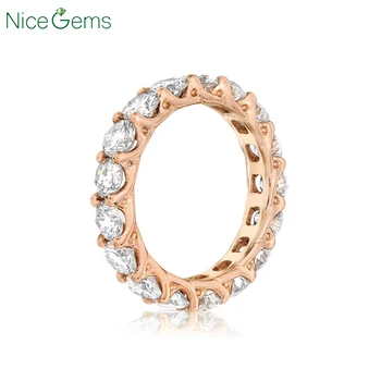 

NiceGems Solid14K 585 Rose Gold Full Eternity Ring With 3mm Moissanite stackable wedding band 1.3ctw-1.6ctw ring for women