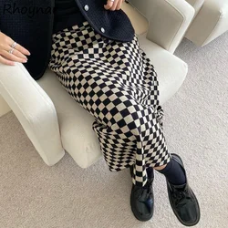 Skirts Women Temperament British Style Design Knitted High Waist Plaid Simple Cozy Preppy All-match Autumn Winter New Daily Ins