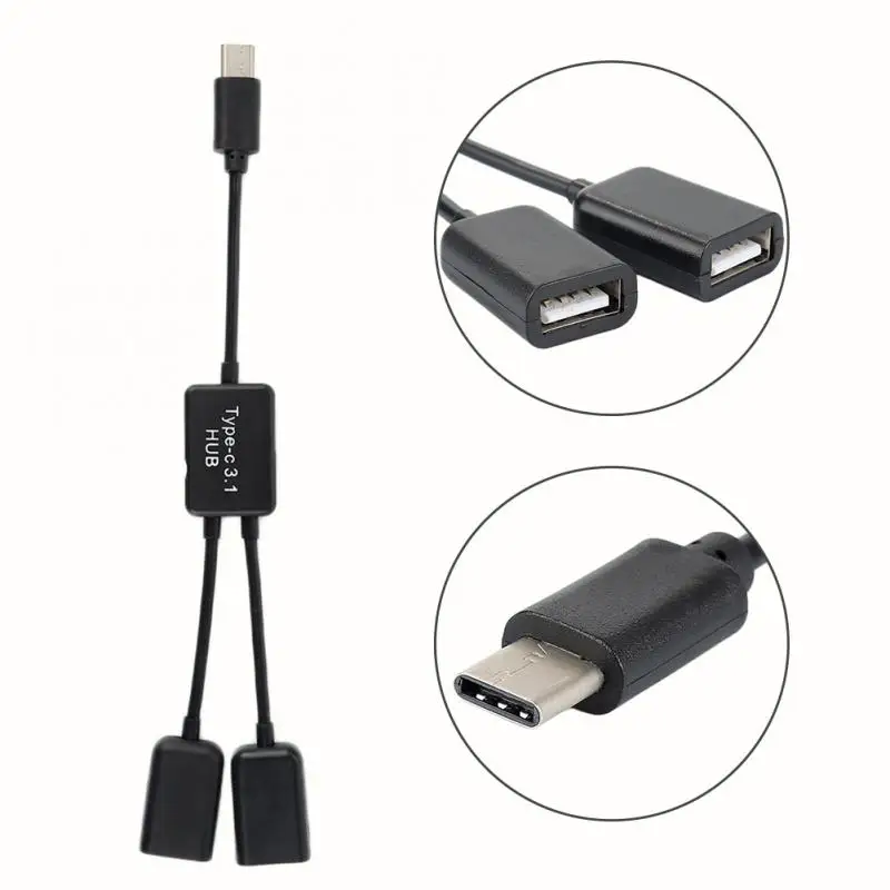 Type-C к двухпортовому USB OTG хаб кабель USB C 2 в 1 разветвитель Кабель шнур разъем адаптер для планшета Android Мышь Клавиатура