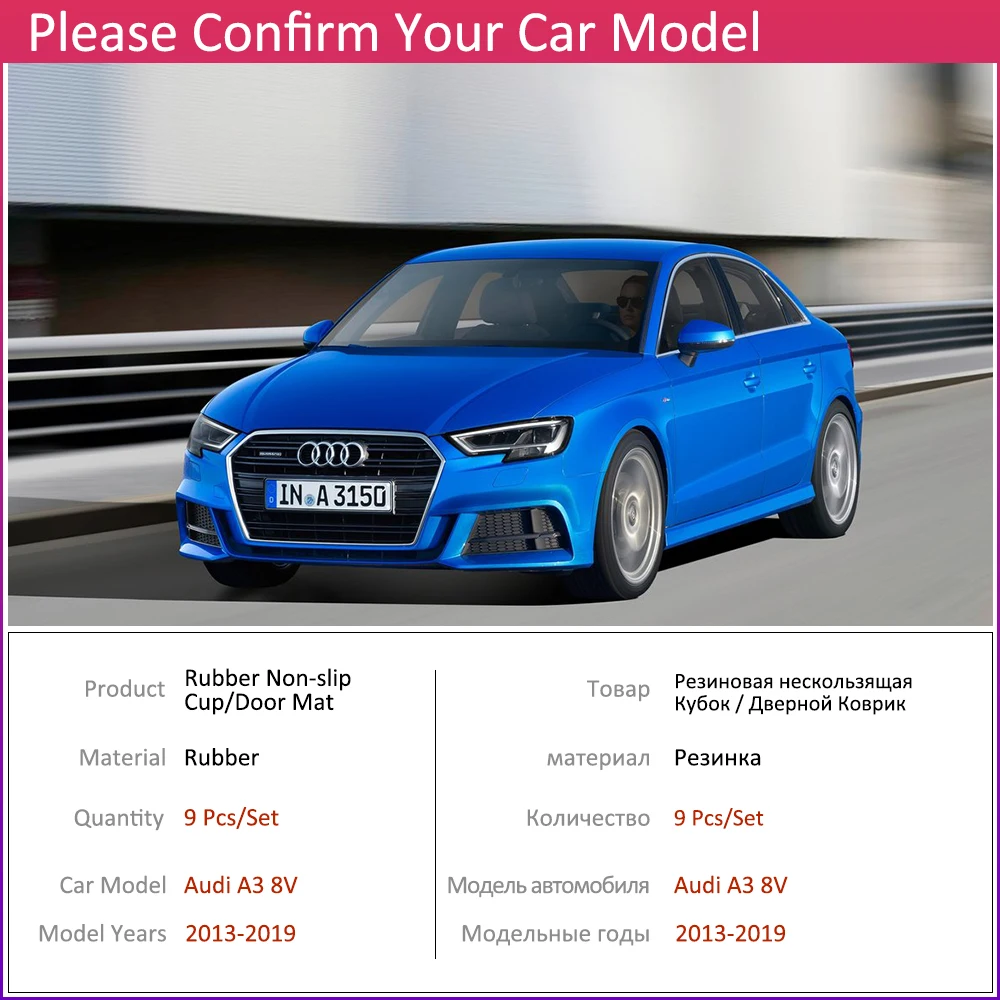 Противоскользящие резиновые чашки подушки Салонные подложки для Audi A3 8V S3 RS3 RS 3 гибкие чехлы из термопластичного полиуретана(2013~ аксессуары чехлы сидений автомобиля коврик для телефона