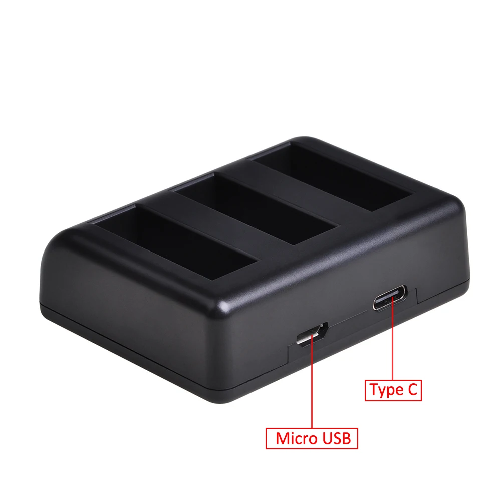 Triplo com Porta do tipo c para Dji Câmera de Esportes 1300mah da Bateria + Usb Carregador Osmo Ação Bateria Ab1 2pcs 3.85v - Image 4
