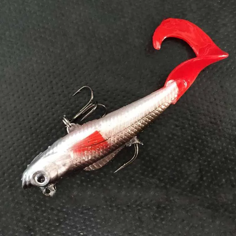

Fishing Lead Hook 10cm Soft Fishing Lure Single Hook Wobbler Easy T Tail Baits Artificial Bait for Fishing Tackle MJ
