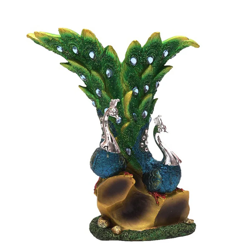 Best Home Decoration Peacock Statue Vase Ornament Resin Animal Peacock Crafts Wine Cabinet TV Home Office Decoration Accessories