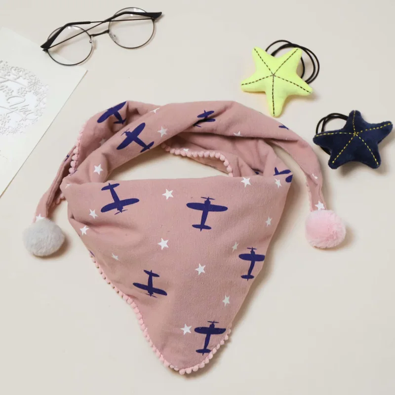 Весенняя детская шаль; осенний нагрудник для мальчиков и девочек; детский шейный платок; теплый хлопковый детский треугольный шарф; шарф-воротник - Цвет: pink flight