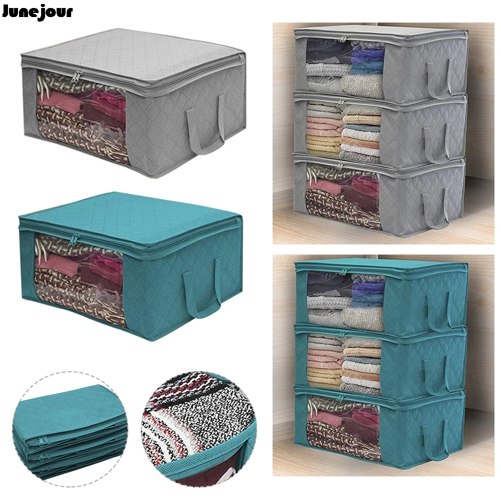 Folding Storage Box Blanket Quilt Clothes Collecting Case Non Woven Fabric With Zipper Moisture-proof Toys Oraganizer Boxes | Дом и сад