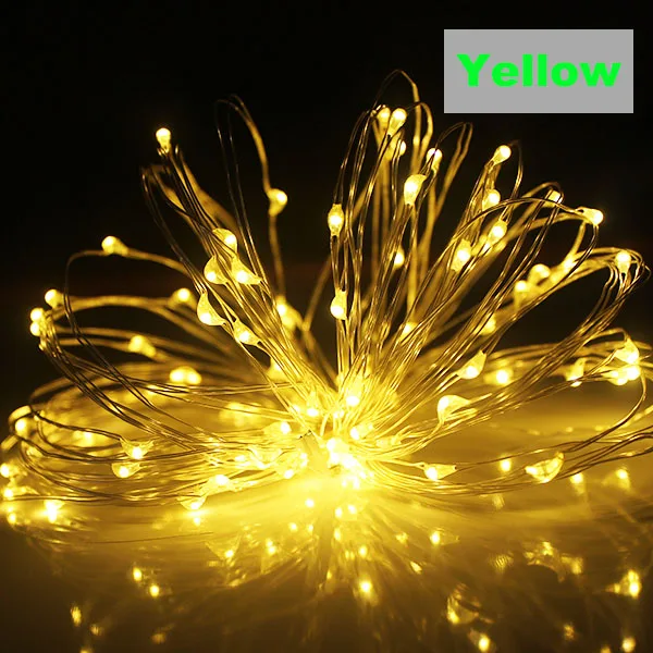 2 м 5M10M Светодиодная лента, серебристая проволока, 3AA батарея, Рождественский свет для гирлянды, праздничная фея, украшение для свадебной вечеринки - Испускаемый цвет: Yellow