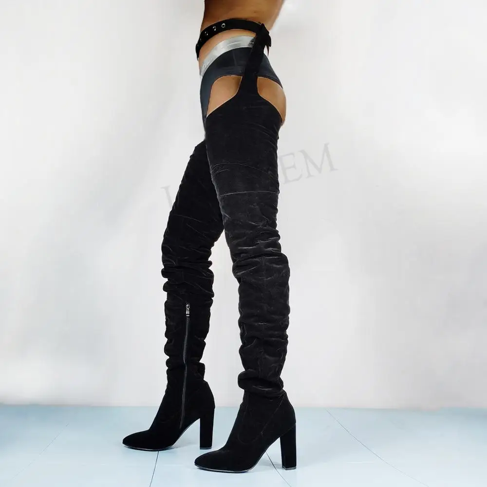 thigh high boots with waist belt