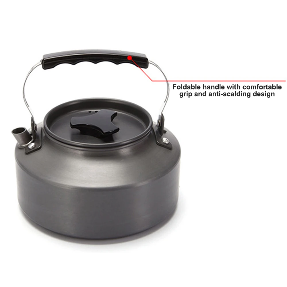 

1.1L Camping Kettle Portable Outdoor Cooking Tableware Picnic Set Hiking Water Teapot Camping Coffee Pot Teapot with Mesh Bag