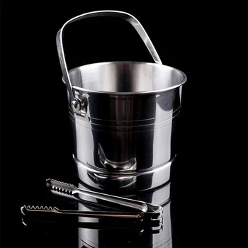 

Kitchen Wine Tools Portable Bar Cooler Party Club Ice Bucket With Tongs Container Keg Champagne Stainless Steel Lid