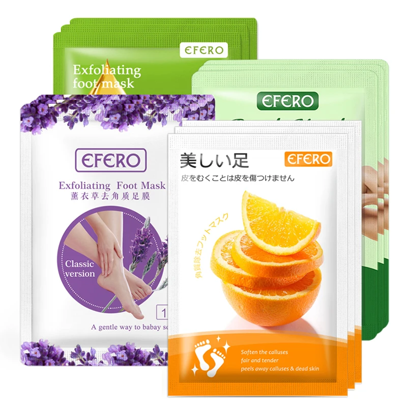

EFERO 4pair Lavender/Orange Moisturizing Foot Mask Socks Remove Dead Skin Heels Foot Peeling Mask for Legs Exfoliating Foot Mask
