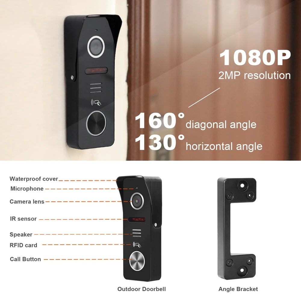 HomeFong video portero con camara wifi,portero automático  telefonillo,sistema de acceso de seguridad para el hogar, funciona con  Alexa, cámara de