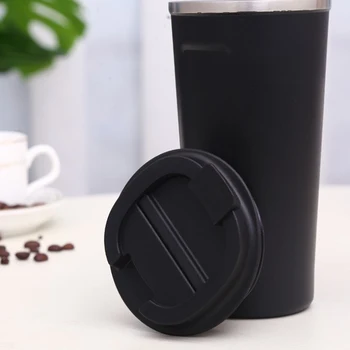 

White Stainless Steel Coffee Mug With Cover Large Capacity Portable Travel Necessory Milk Coffe Cup Suitabble For Office Home