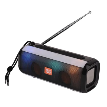 

2020 New TG144 Bluetooth Speaker LED Light Portable Wireless Column With Adjustable Antenna Strong Signal FM Loudspeaker