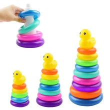 

Baby Rainbow Stacking Ring Tower Toy Fun Stacking Cups Creative Cartoon Animals Early Educational Montessori Infant Toddler Toys
