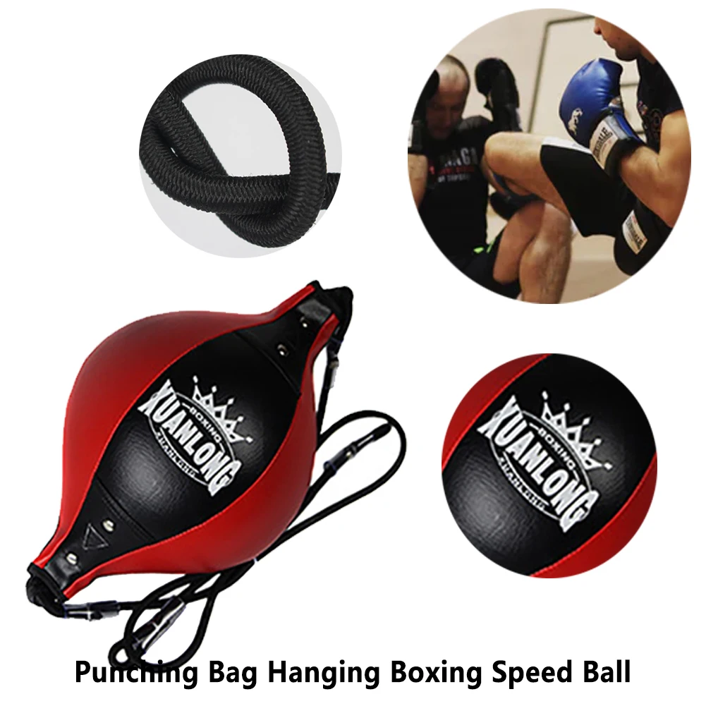 With Inflator PU Leather Double End Boxing Speed Ball Pear Gym Bodybuilding Adult Fitness Equipment Punching Bag Professional