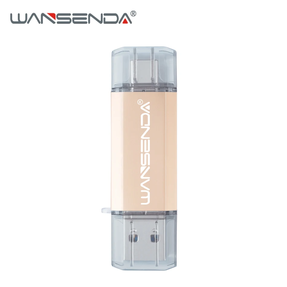Новинка, USB флеш-накопитель WANSENDA 3,0, USB флеш-накопитель типа C, 512 ГБ, 256 ГБ, 128 ГБ, 64 ГБ, 32 ГБ, внешний накопитель, 2 в 1, OTG, USB флешка - Цвет: Золотой