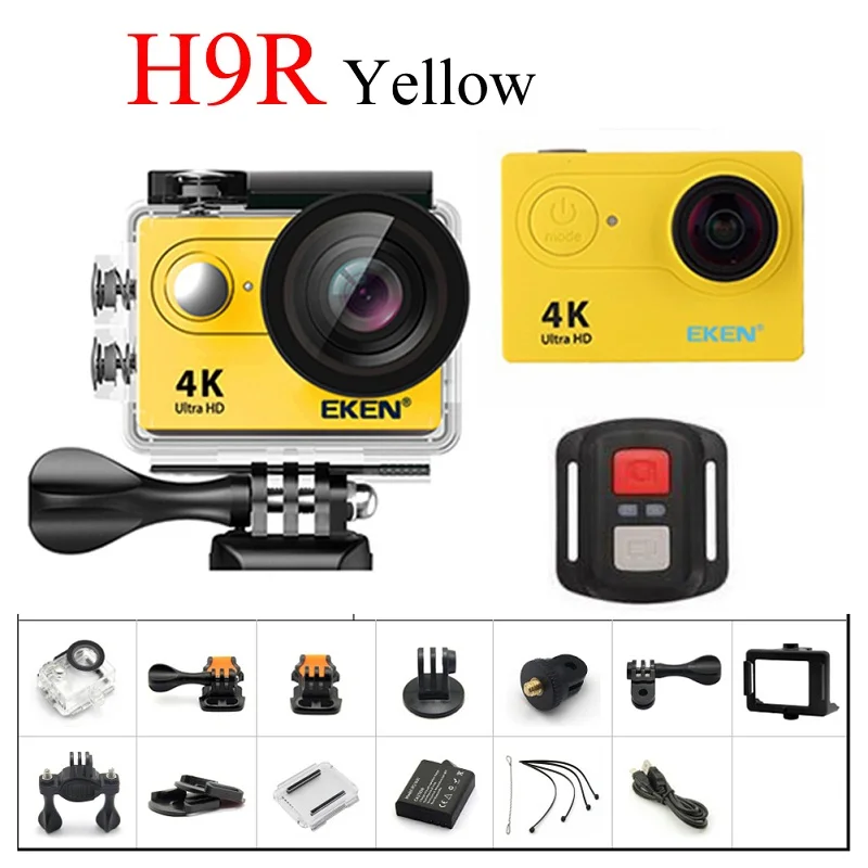 Eken H9R/H9 Экшн-камера 4K 25fps WiFi 2,0 дюймов 170D Водонепроницаемый подводный шлем спортивный набор камер - Цвет: H9R Yellow