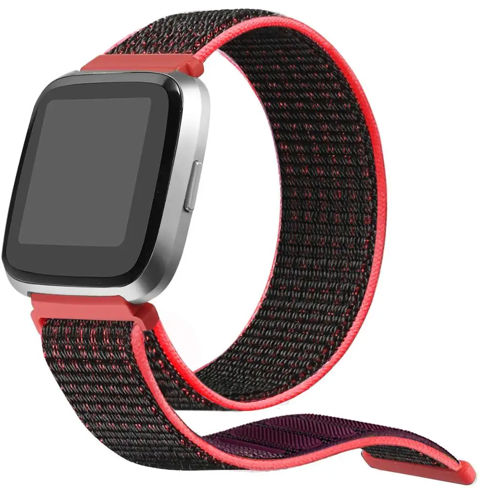 OULUCC ремешок для fitbit versa 2 ремешок дышащий сменный ремешок Спортивная петля для fitbit versa Lite ремешок аксессуары - Цвет: black red