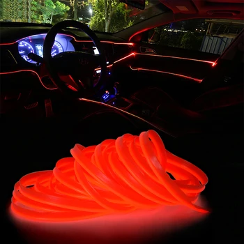 

5m Car LED Strips Auto Decoration Atmosphere Lamp 12V Flexible Neon EL Wire Rope Indoor Interior Car Light lamp Flexible Tube