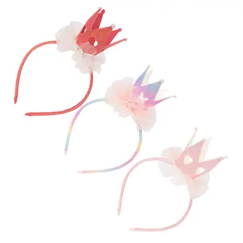 

3Pcs Crown Hair Clips Delicate Pearl Headdress Girls Mesh Bow Barrettes Accessories Bobby Pin Kids Crown Hair Pin (Red + Pink +