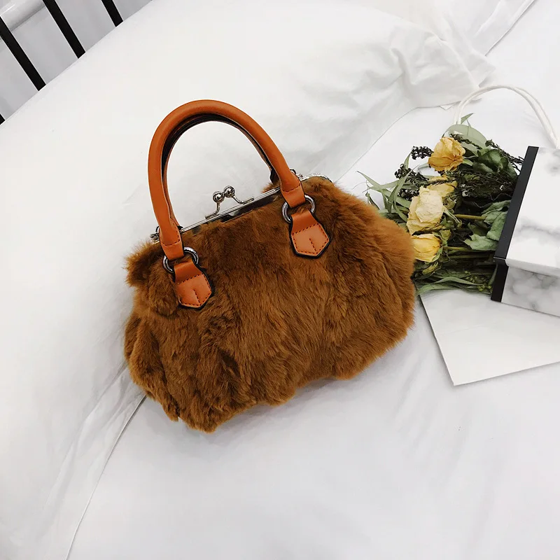 Осень и зима стиль кролик Мех модная сумка Высокое качество одно плечо сумка с цепочкой женская сумка
