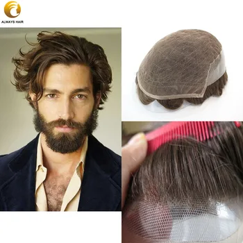 

Comfortable Breathable Nature Hairline Hair System for Men with French Lace & PU Base Free Style Hair Density Medium Light
