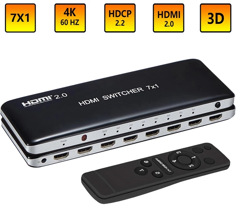 HDMI 2,0 7x1 переключатель аудио видео конвертер 7 в 1 выход 3D 4K 60Hz для PS3 PS4 компьютер PC DVD HD плееры тв STB к HD ТВ