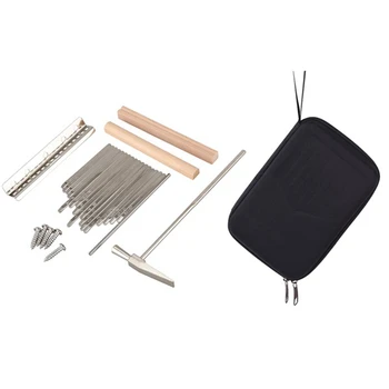 

17 Keys Kalimba Thumb Finger Piano DIY Keys+Bridge+Tuning Hammer Kit with Kalimba Protective Case Thumb Piano Box Bag