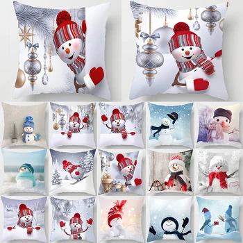 

1Pcs Snowman Christmas Santa Claus Pattern 45*45cm Polyester Cushion Cover Decorative Sofa Home Car Decor Pillowcover 41001