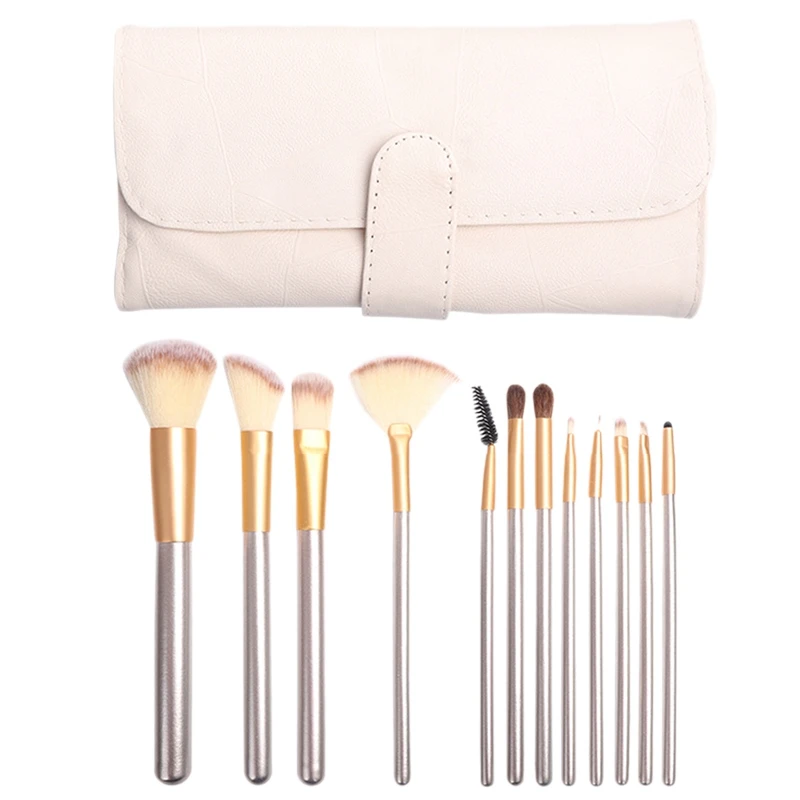 

Mixdair 12Pcs/Set Makeup Brush Face Foundation Concealer Brush Portable Soft Synthetic Professional Eyeshadow Brush Set with Bag