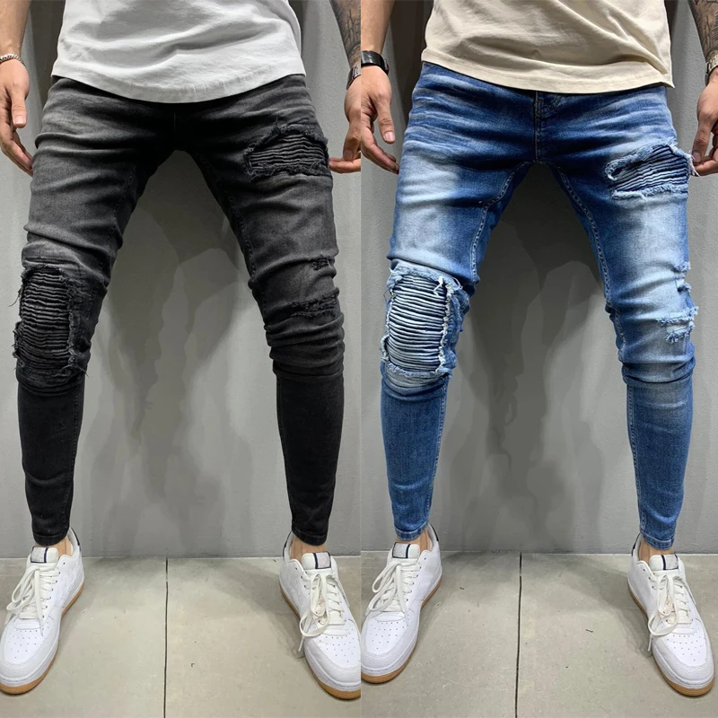 Jeans Kerut Pengendara Sepeda Pria 2021 