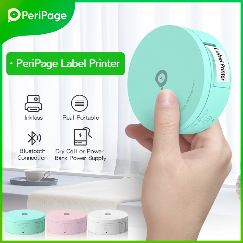 Принтер для этикеток PeriPage L1 зеленый беспроводной Bluetooth портативный с цветной