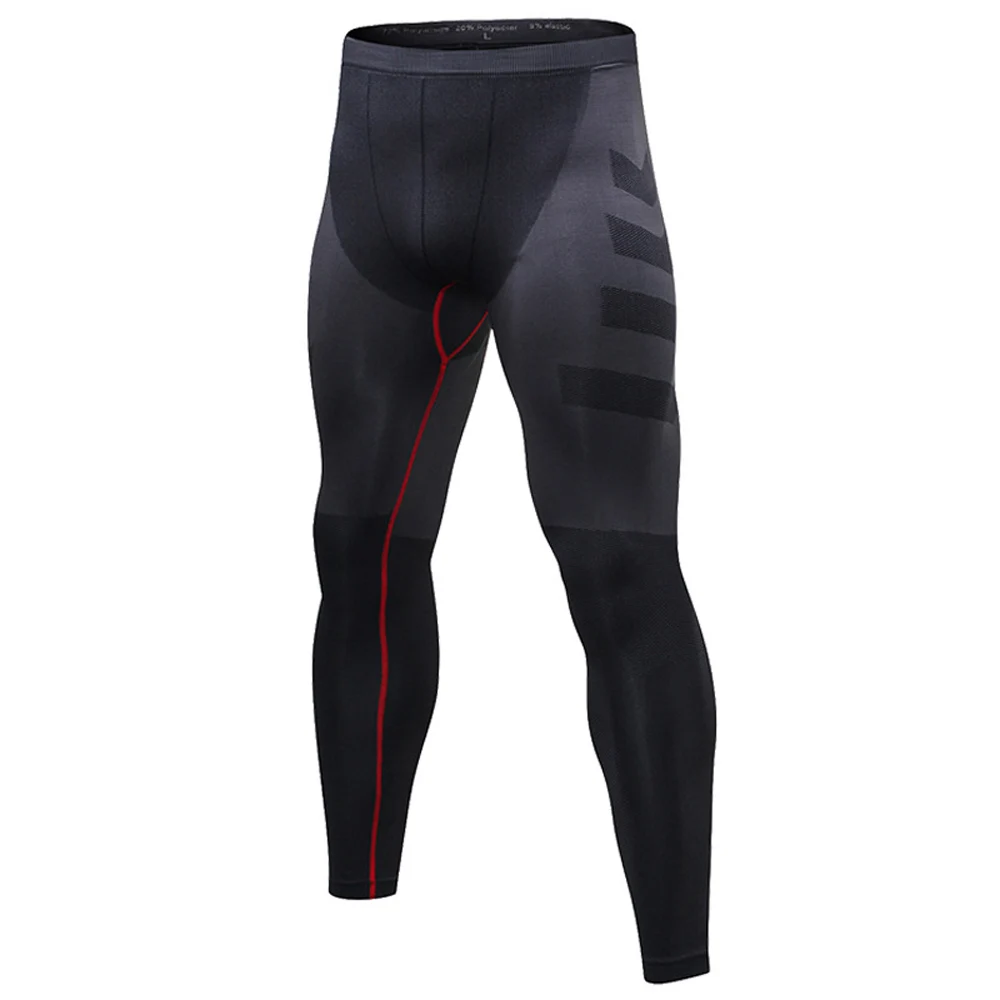 Dark Gray Red Мужские обтягивающие спортивные брюки, быстросохнущие тренировочные штаны для фитнеса и бега - Цвет: Dark Gray Red