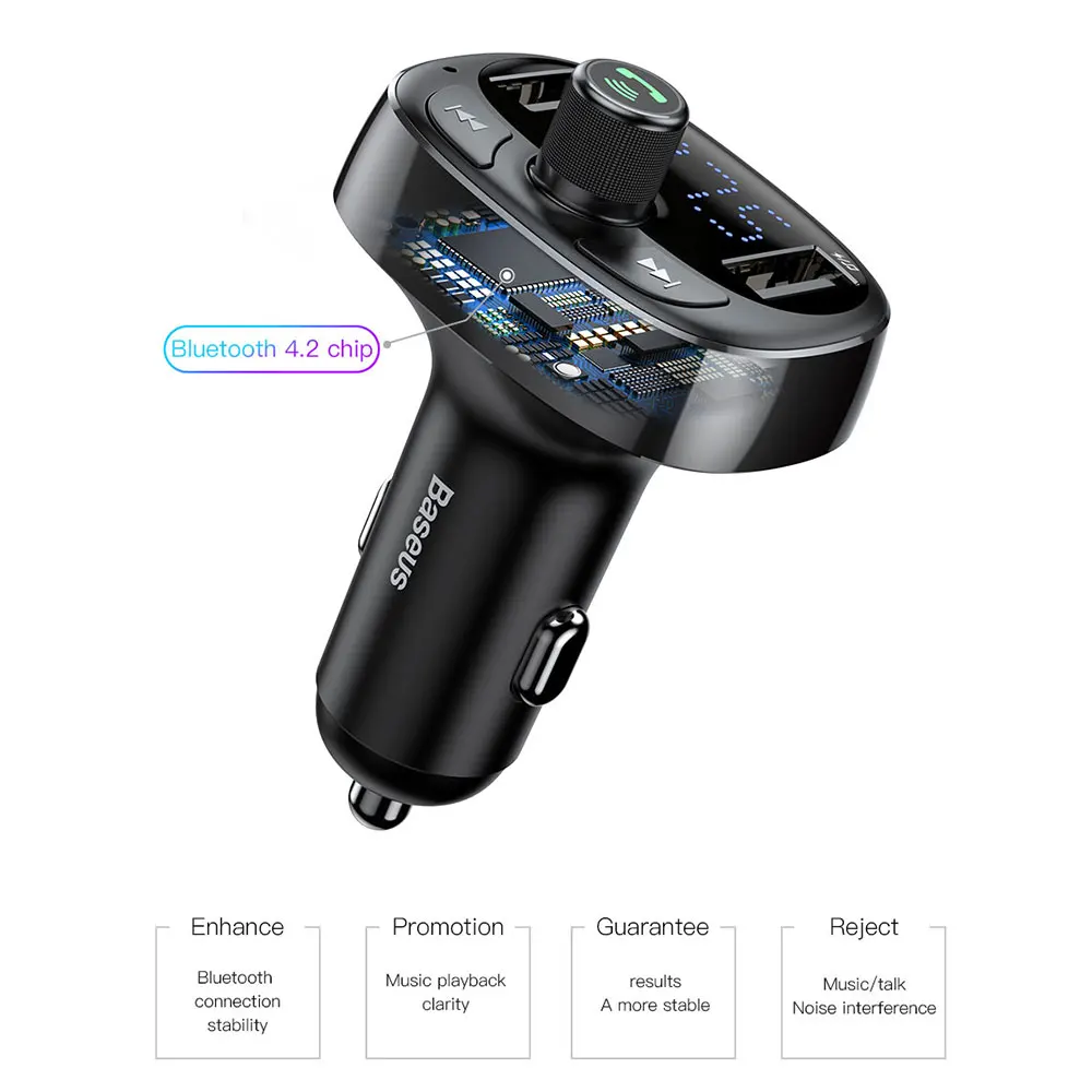 Черный Брендовый fm-передатчик Bluetooth автомобильный комплект lcd беспроводной MP3-плеер двойное автомобильное usb-устройство для зарядки телефона для iPhone мобильного телефона Handsfree - Название цвета: Черный