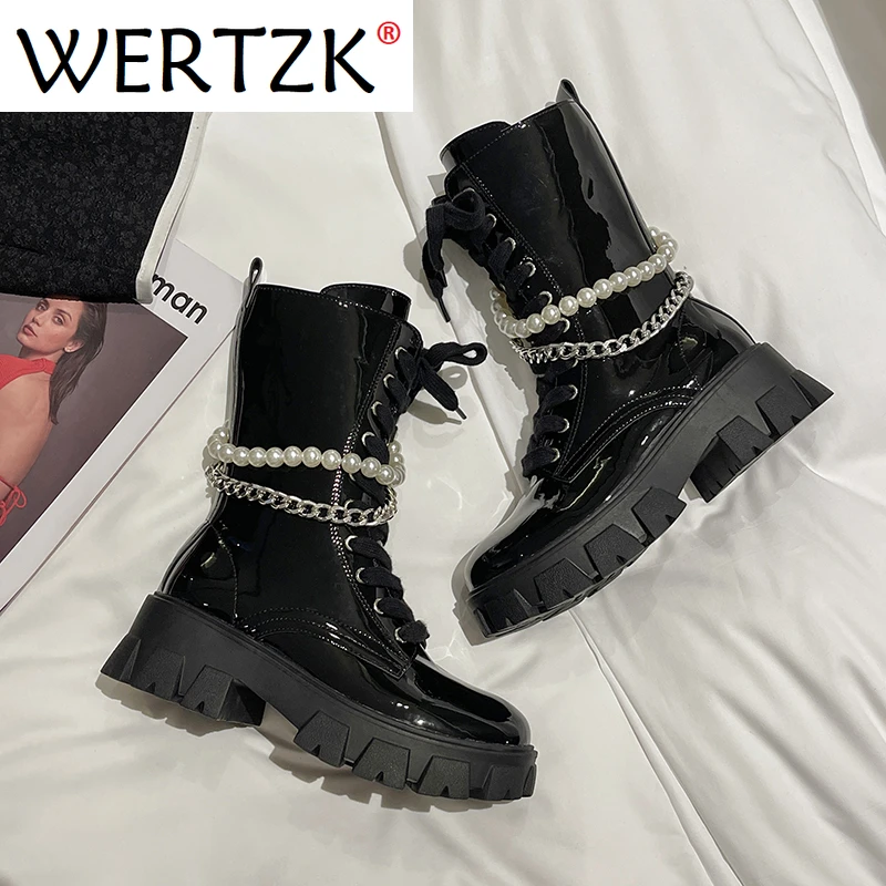 2023 New Winter Women Ankle Boots Pu Leather Ladies Faux Fur Lace-Up Short  Boot Fashion Platform Female Warm Plush Punk Shoes - AliExpress