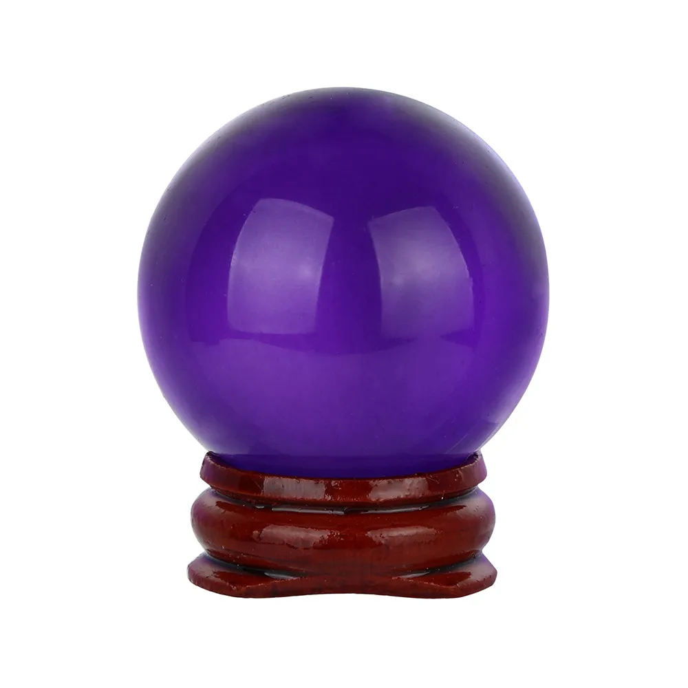 Горячий натуральный кварцевый магический хрустальный шар целебный шар Сфера и подставка подарки волшебный фиолетовый кварцевый камень шар кристалл домашний декор - Цвет: B