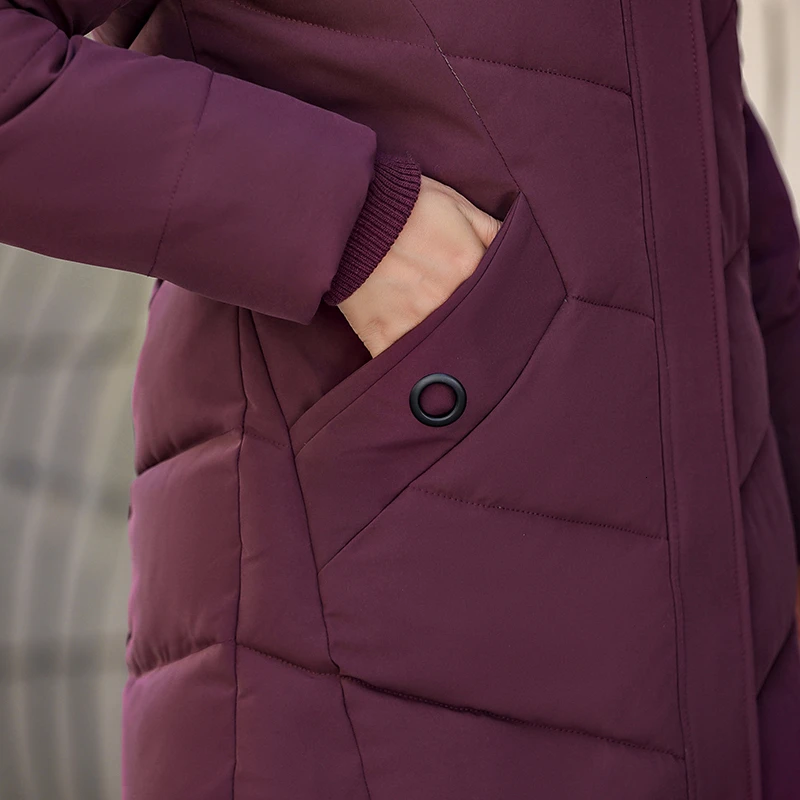 Plus size middle aged women's winter jacket fur collar with hooded thick warm cotton regular coat female Parkas mother‘s jacket