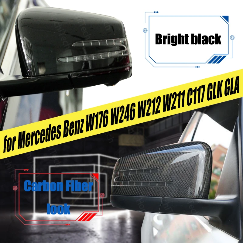 

2pcs Rearview Side Carbon Fiber Pattern for Mercedes Benz W176 W246 W204 W212 W221 C117 X204 X156 Replacement Mirror Cover Caps