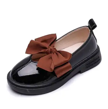 

British Bow Tie Girls Shoes Autumn New Patent Leather Children's Princess Show Shoes Performance Costumes