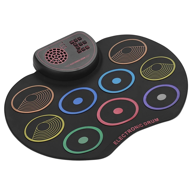 Kit de almohadilla de tambor enrollable Digital juego de tambor electrónico portátil USB 9 almohadi