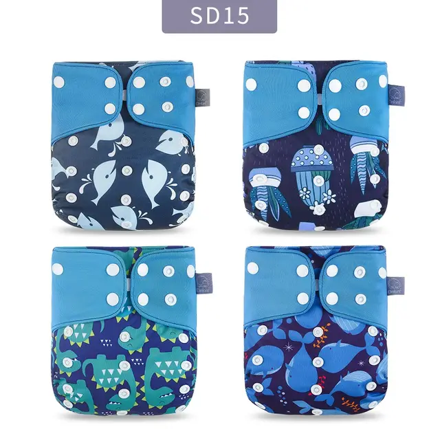 Elinfant Panties Baby Diapers Reusable Nappies 4 Pcs/Set New Fashion Style Mother Kids Waterproof  Pocket Diaper All In One Size SD15-only diaper