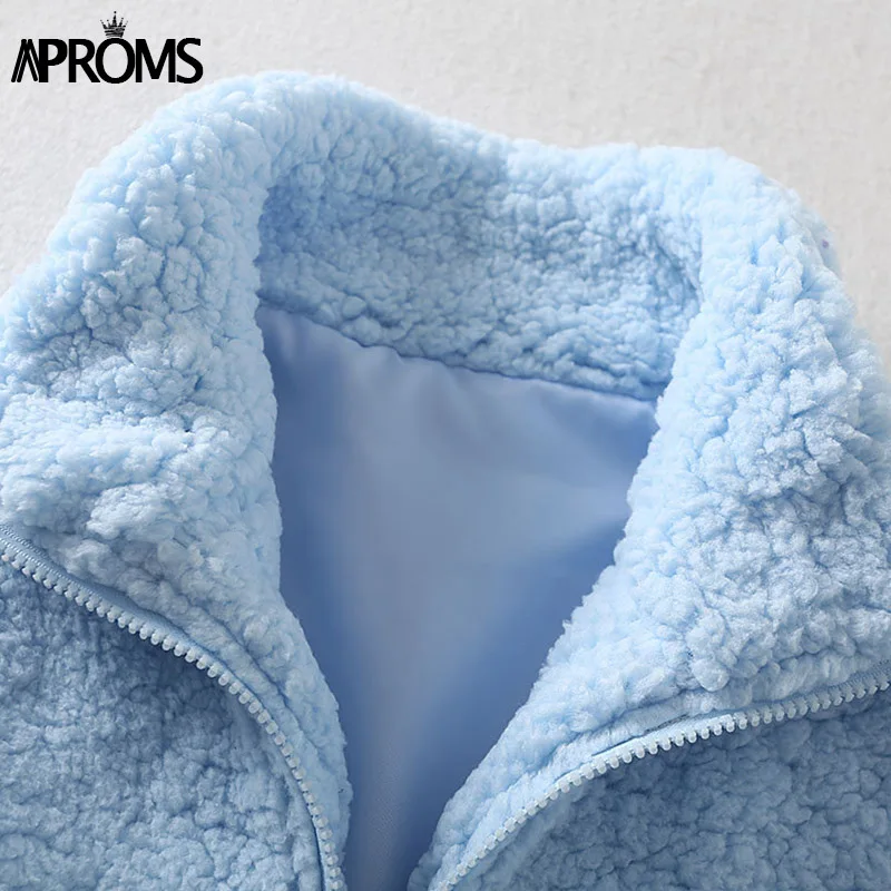 Aproms карамельный цвет пушистая флисовая куртка для женщин Мягкий теплый плюшевый мишка базовое пальто зимние элегантные Карманы шнурок Женская верхняя одежда