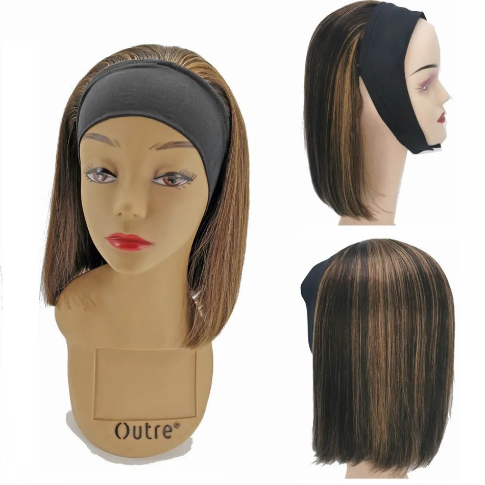 Perruque brésilienne naturelle Remy, cheveux lisses, style Bobo Wave, bandeau glacé, vierge, Extension capillaire, pour femmes